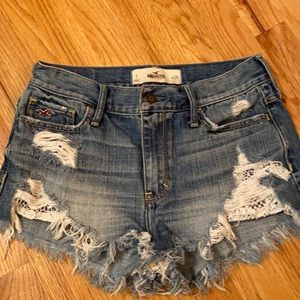 Hollister Ripped Demin Shorts with Lace